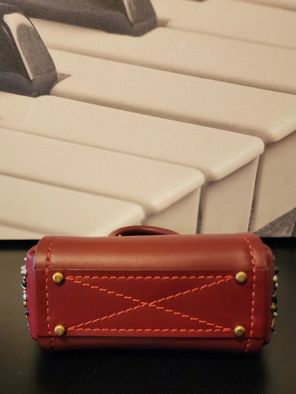GUC 1941 COACH Create Troupe Tote 16 In Deep Red With Rivets, Unique 1 Of A Kind